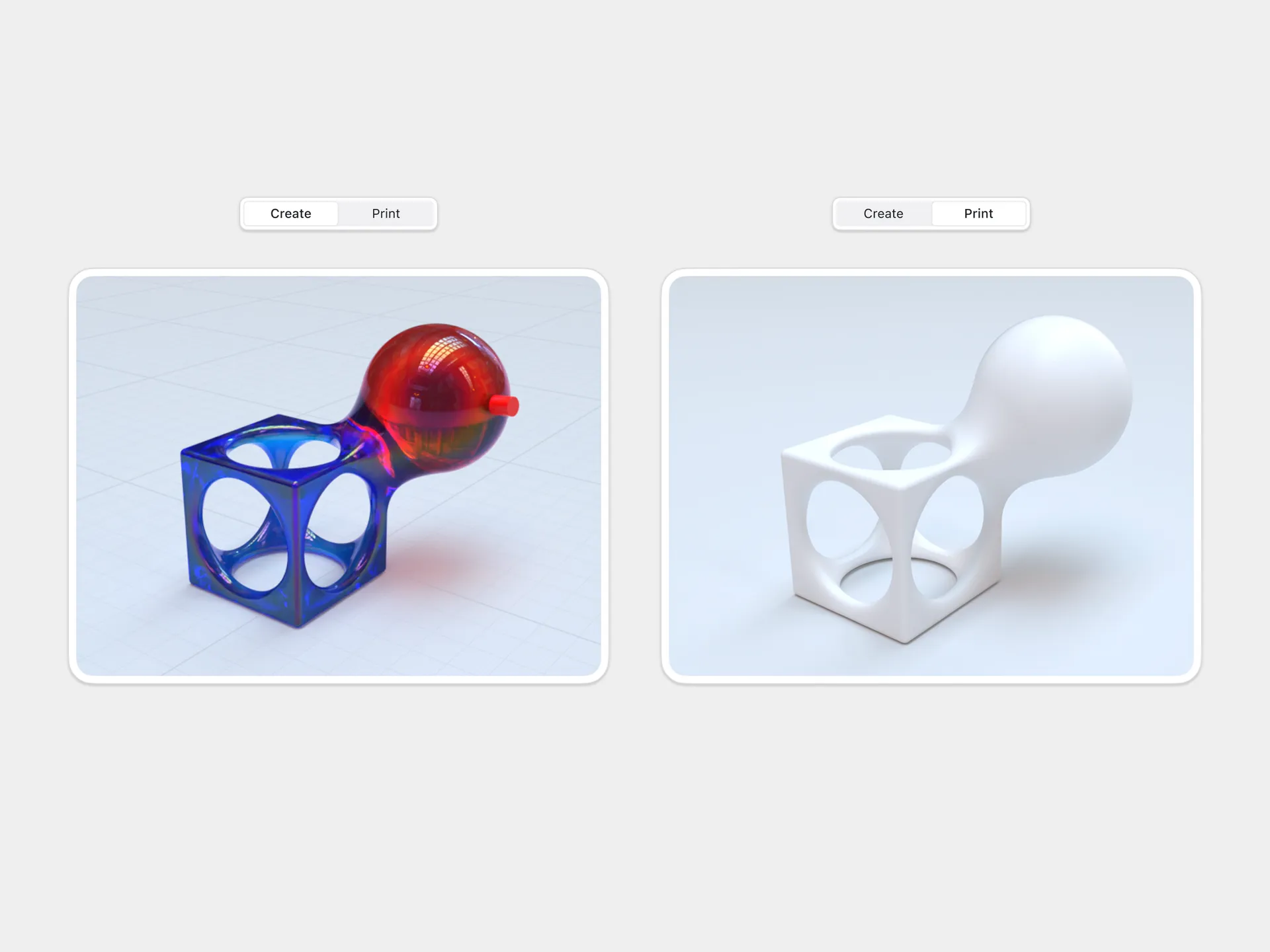 Print Mode entry with creation tools removed